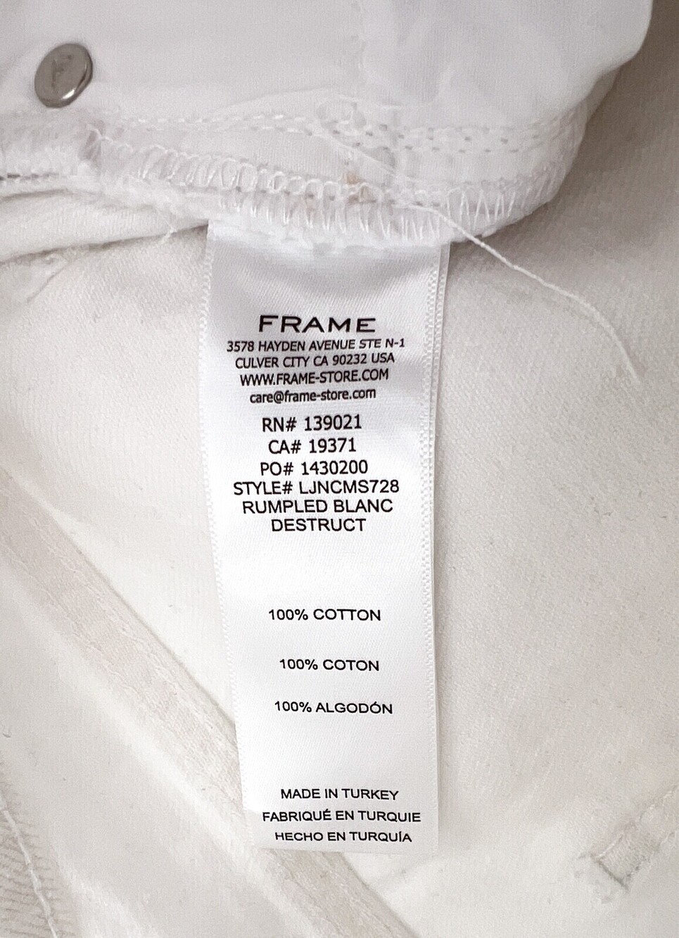 NEW Frame Jeans Womens 24 White Denim Distressed Ripped Mini Slit Le Jane Crop - Picture 13 of 15